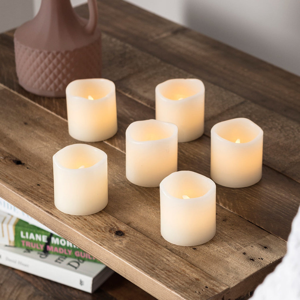 6er Set LED Votivkerzen aus Echtwachs