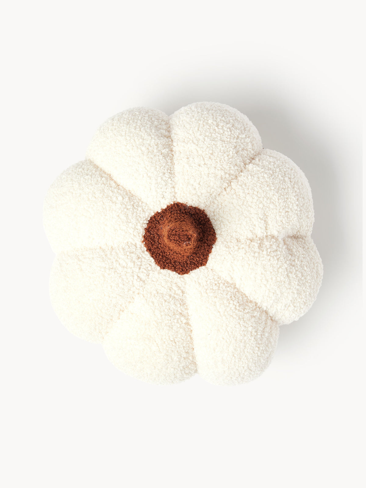 Kürbis-Kissen aus Teddy-Stoff, Off White — Detail