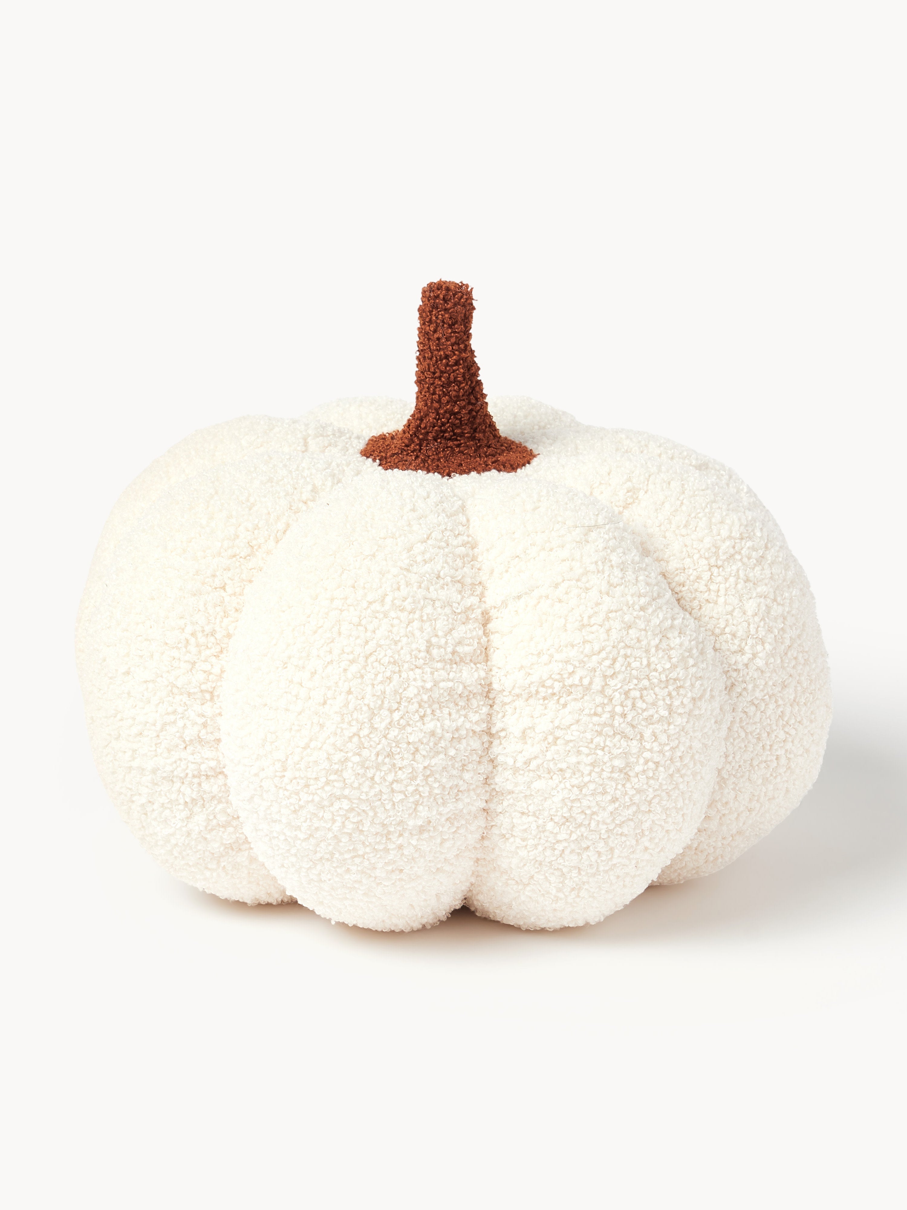 Kürbis-Kissen aus Teddy-Stoff, Off White