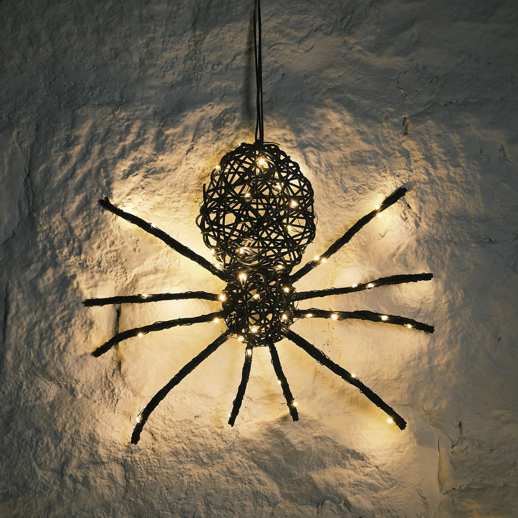 34cm LED-Spinne aus Rattan