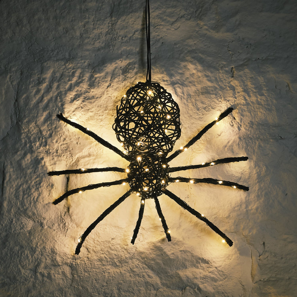 34cm LED-Spinne aus Rattan