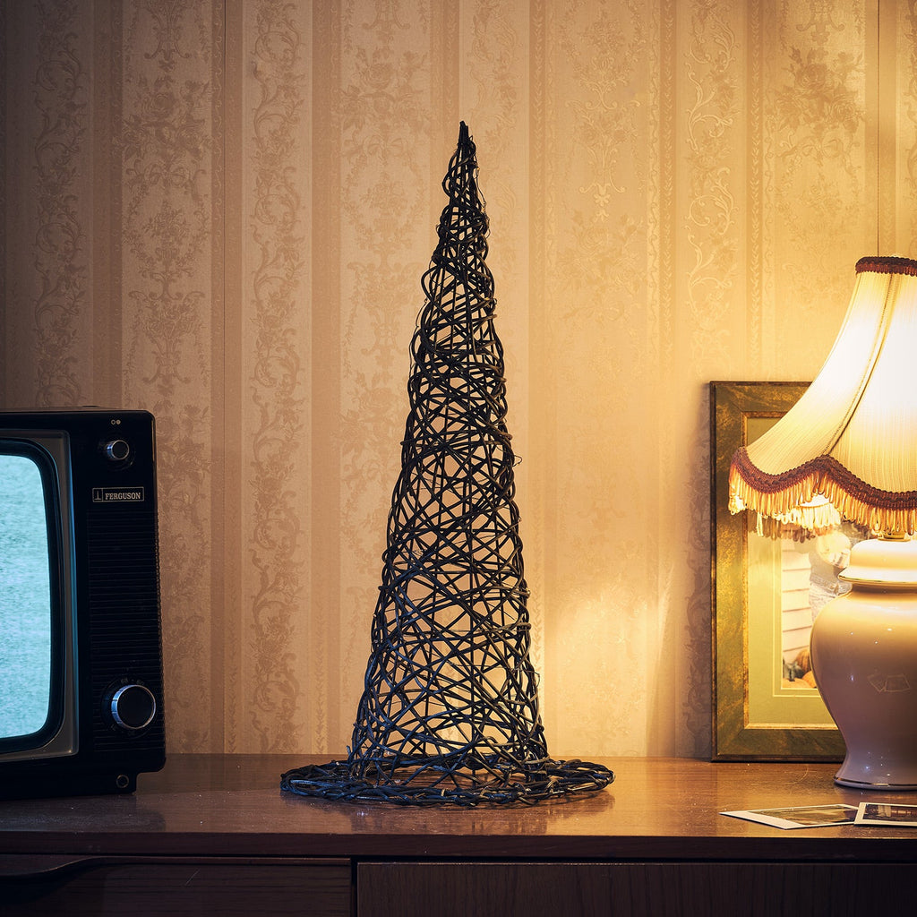34cm LED-Hexenhut aus Rattan