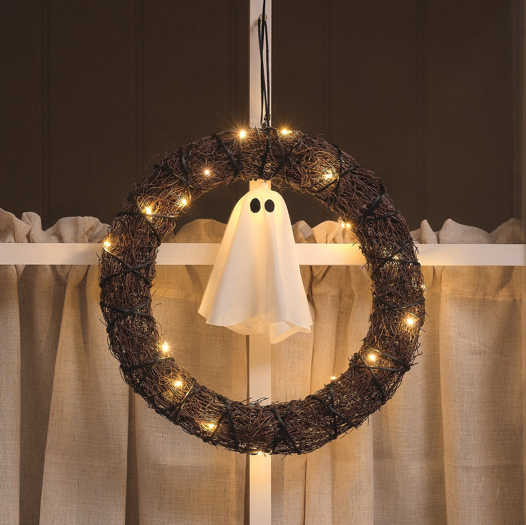 LED-Halloween-Türkranz mit Geist