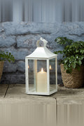 34cm Gartenlaterne weiß mit LED-Outdoor-Kerze