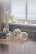 3er Set LED Glaskugeln warmweiß