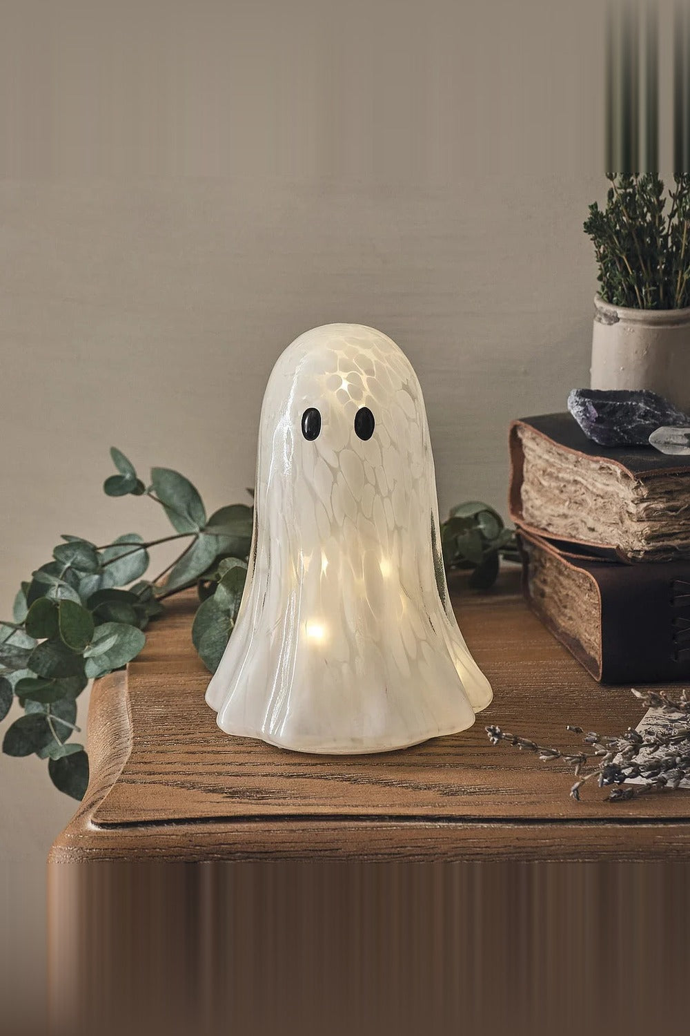 Großer LED-Geist aus Konfetti-Glas mit Timer